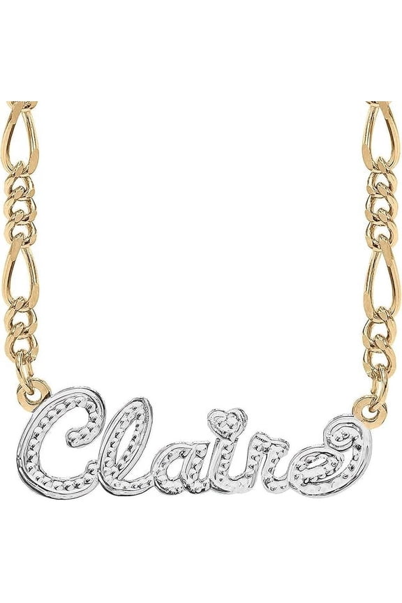 Elegant Designs 14K Gold Sterling Silver Personalized Script Nameplate Necklace - Double Plated Name Necklace - Customizable Handcrafted Jewelry for Women, Customized Name Word Necklace