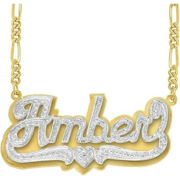 Elegant Designs 14K Gold Sterling Silver Personalized Script Nameplate Necklace - Double Plated Name Necklace - Customizable Handcrafted Jewelry for Women, Customized Name Word Necklace