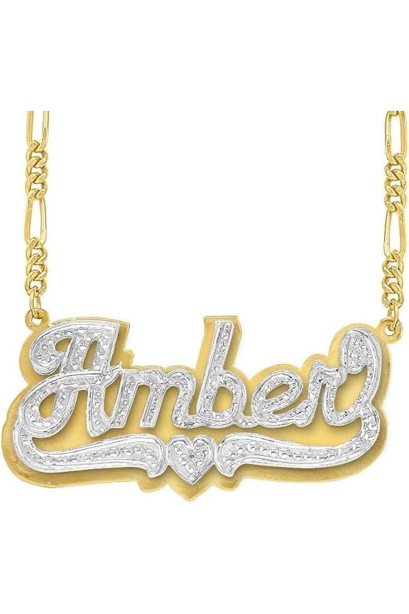Elegant Designs 14K Gold Sterling Silver Personalized Script Nameplate Necklace - Double Plated Name Necklace - Customizable Handcrafted Jewelry for Women, Customized Name Word Necklace