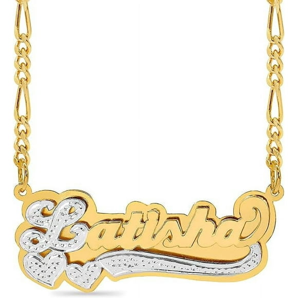Elegant Designs 14K Gold Sterling Silver Personalized Script Nameplate Necklace - Double Plated Name Necklace - Customizable Handcrafted Jewelry for Women, Customized Name Word Necklace