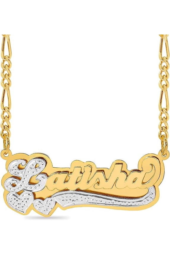 Elegant Designs 14K Gold Sterling Silver Personalized Script Nameplate Necklace - Double Plated Name Necklace - Customizable Handcrafted Jewelry for Women, Customized Name Word Necklace