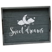 Elegant Designs 15.5" x 12" Decorative Wood Serving Tray, "Sweet Dreams", Midnight Blue Wash