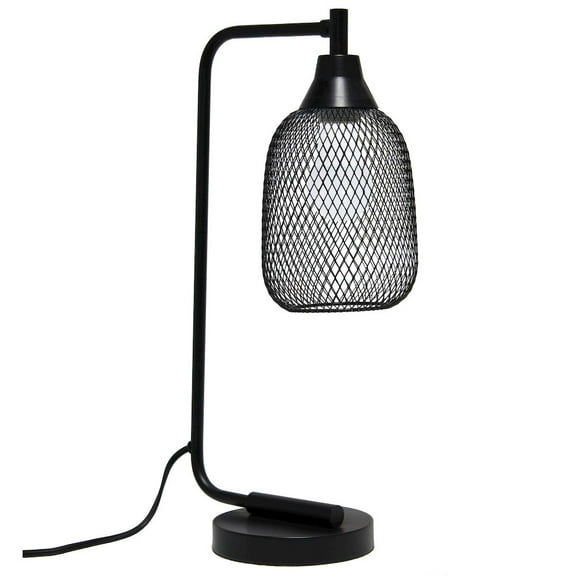 Elegant Designs 19" Industrial Mesh Wire Desk Lamp with LED Bulb, Black