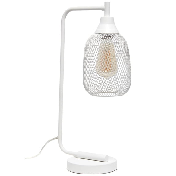 Elegant Designs 19" Mesh Wire Desk Lamp, White