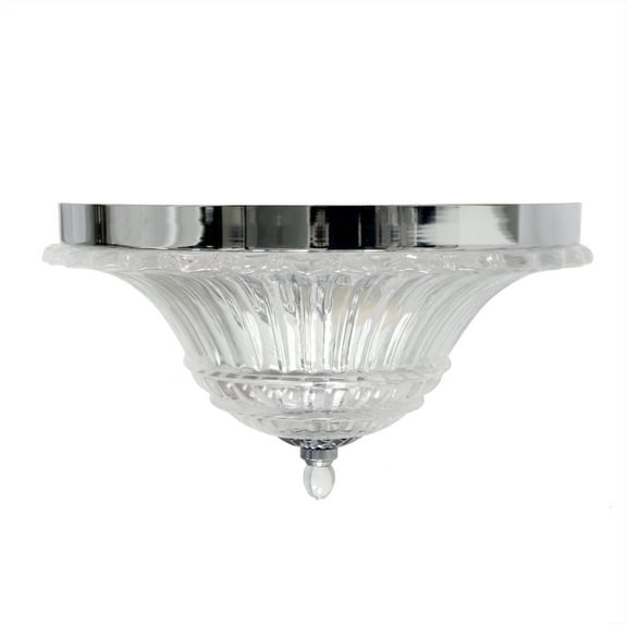 Elegant Designs 2 Light Glass Ceiling Light Glacier Petal Flushmount, Chrome