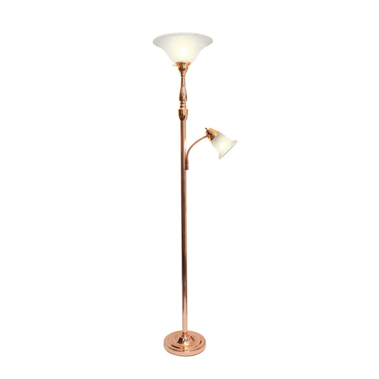Elegant Designs 2 Light Mother Daughter Floor Lamp with White Marble Glass