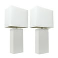 thumbnail image 1 of Elegant Designs 2-Pack Modern Leather Table Lamp Set with White Shades, White, 1 of 6