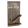 thumbnail image 1 of Elegant Designs 20" Lucca Wooden Wall Mounted Wine Bottle & Glass Shelf, "Life Happens Wine Helps", Restored Wood, 1 of 6