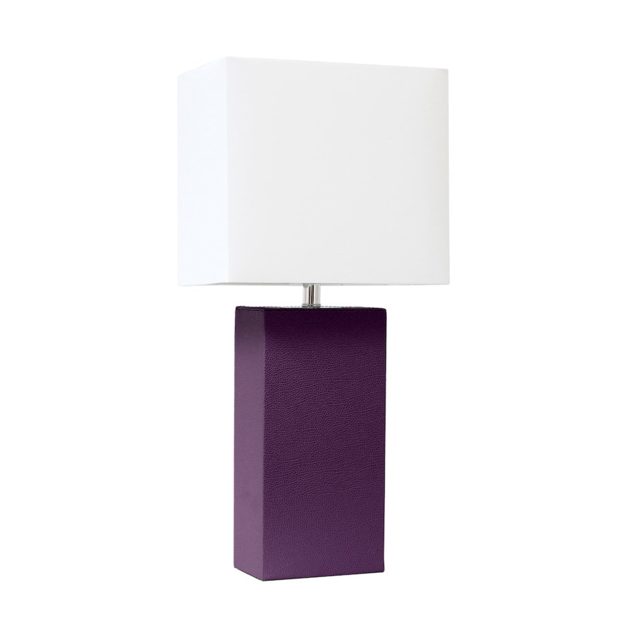 Elegant Designs 21" Contemporary Faux Leather Encased Table Lamp