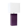 thumbnail image 1 of 21" Contemporary Faux Leather Encased Table Lamp, Eggplant Purple, 1 of 2
