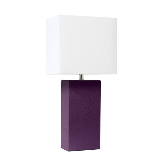 Elegant Designs 21" Contemporary Faux Leather Encased Table Lamp