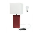 thumbnail image 1 of Elegant Designs 21" Leather Wrapped Table Lamp, w/ USB Port, Red, w/ LED Bulb Included, 1 of 8