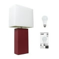 thumbnail image 1 of Elegant Designs 21" Modern Leather Wrapped Table Lamp, Red, with LED Bulb Included, 1 of 2
