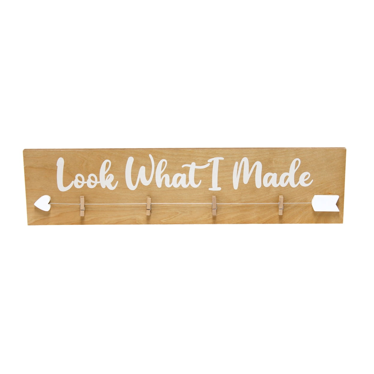 Natural Wood Rectangular Wall Decor with White Lettering