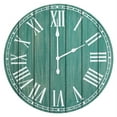 thumbnail image 1 of Elegant Designs 23" Large Wood Plank Coastal Rustic Wall Clock, Dark Aqua Wash, 1 of 8