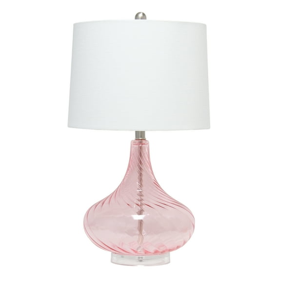 Elegant Designs 24" Modern Rippled Colored Glass Table Lamp - Pink