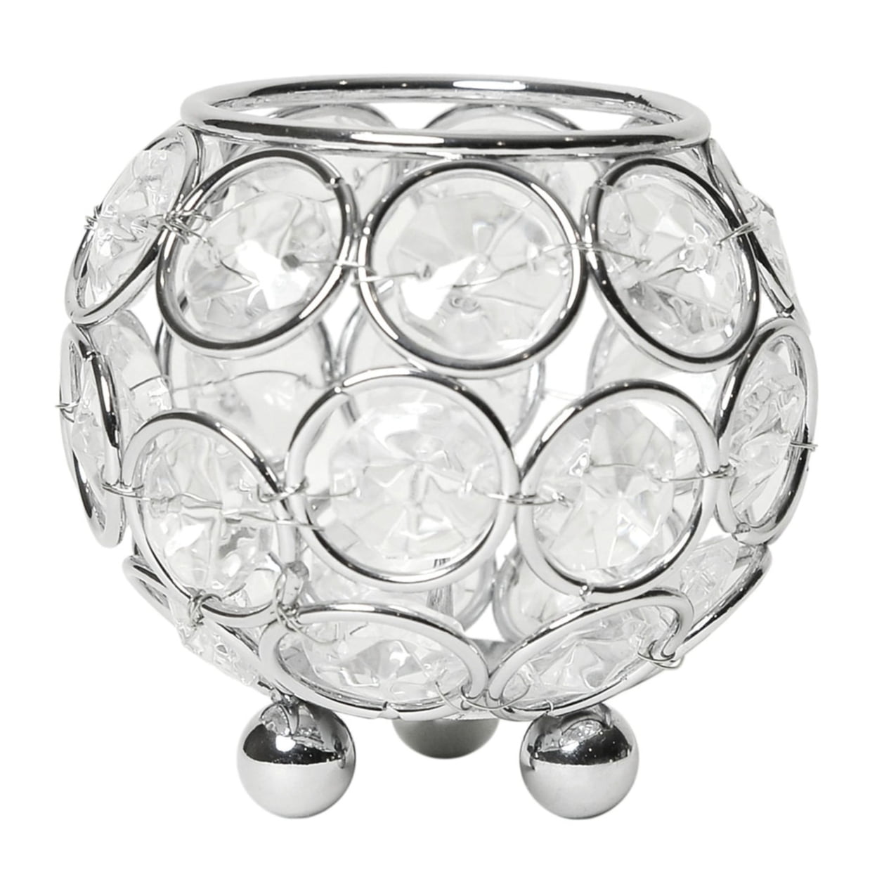 Elegant Designs 3" Elipse Crystal Circular Bowl Candle Holder, Flower Vase, Wedding Centerpiece