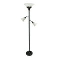 thumbnail image 1 of Elegant Designs 3 Light Floor Lamp with White Scalloped Glass Shades, Restoration Bronze and White, 1 of 8