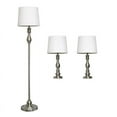 thumbnail image 1 of Elegant Designs 3-Pack Brushed Steel Lamp Set (2 Piece 27" Table Lamps, 1 Piece 60" Floor Lamp), 1 of 7