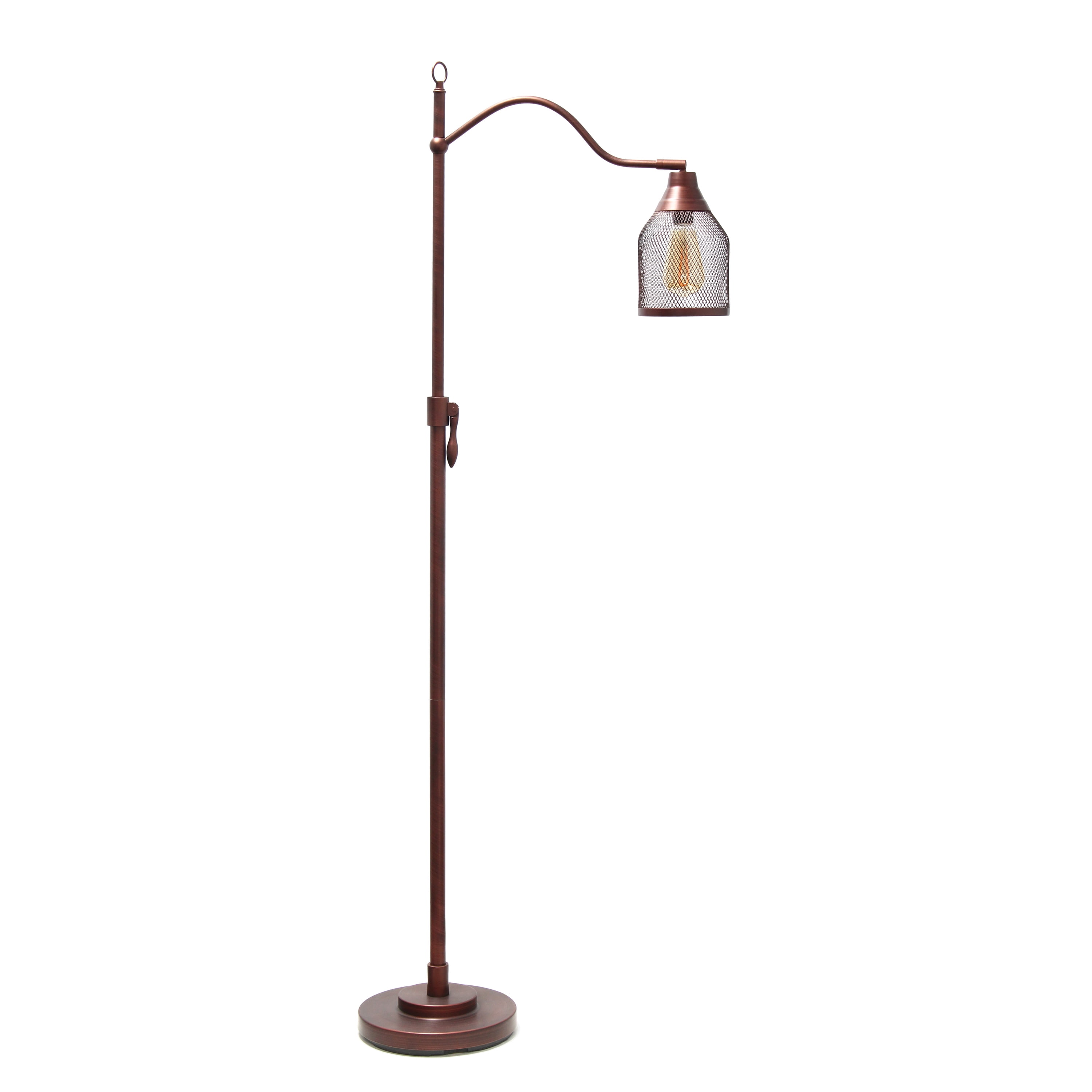 Vintage Charm Adjustable Red Bronze Floor Lamp with Edison Mesh Shade