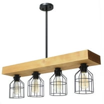 Elegant Designs 47.5" Farmhouse Rustic Cage Ceiling Pendant, Light Wood