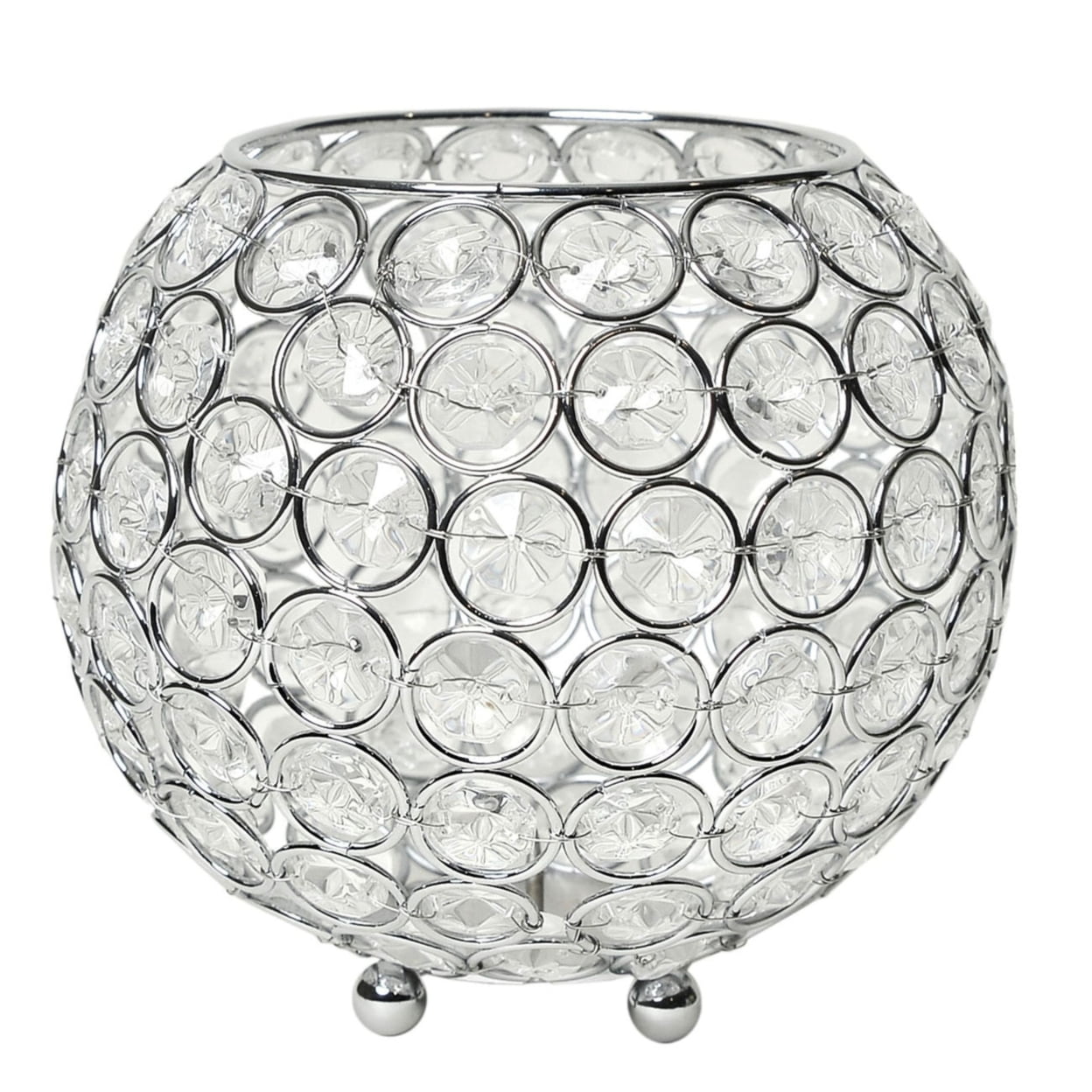 Elipse Sparkling Crystal 6" Tabletop Bowl with Chrome Base