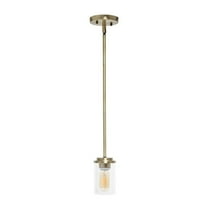 Elegant Designs 5.75" Essential Modern Farmhouse Adjustable 1-Light Cylindrical Clear Glass Kitchen Island Foyer Dining Room Hallway Bedroom Living Room Hanging Ceiling Pendant, Antique Brass