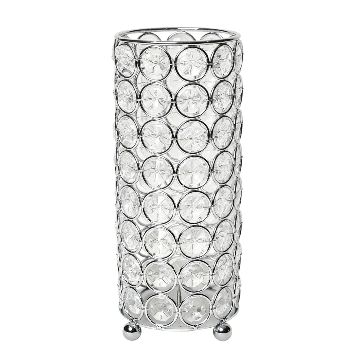 Elipse 7.75" Chrome Base Crystal Candle Holder & Flower Vase