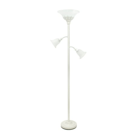 Elegant Designs - 3 Light Floor Lamp with Scalloped Glass Shades - White