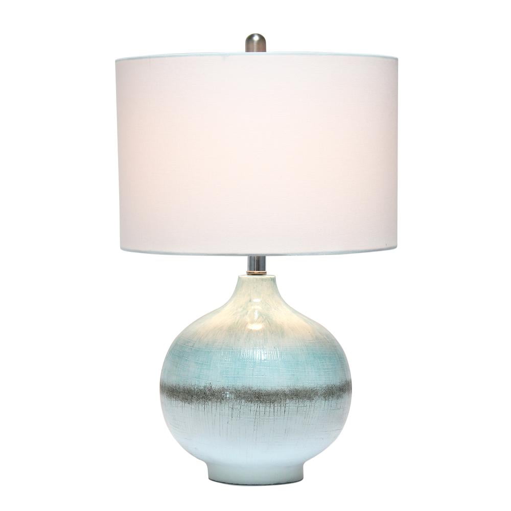 Coastal Pottery Sea Glass Sand Northshore 16" Table Lamp, Aqua/Brown/White