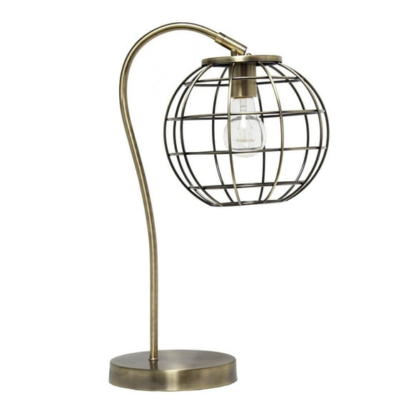 Elegant Designs Caged In Metal Table Lamp, Antique Brass