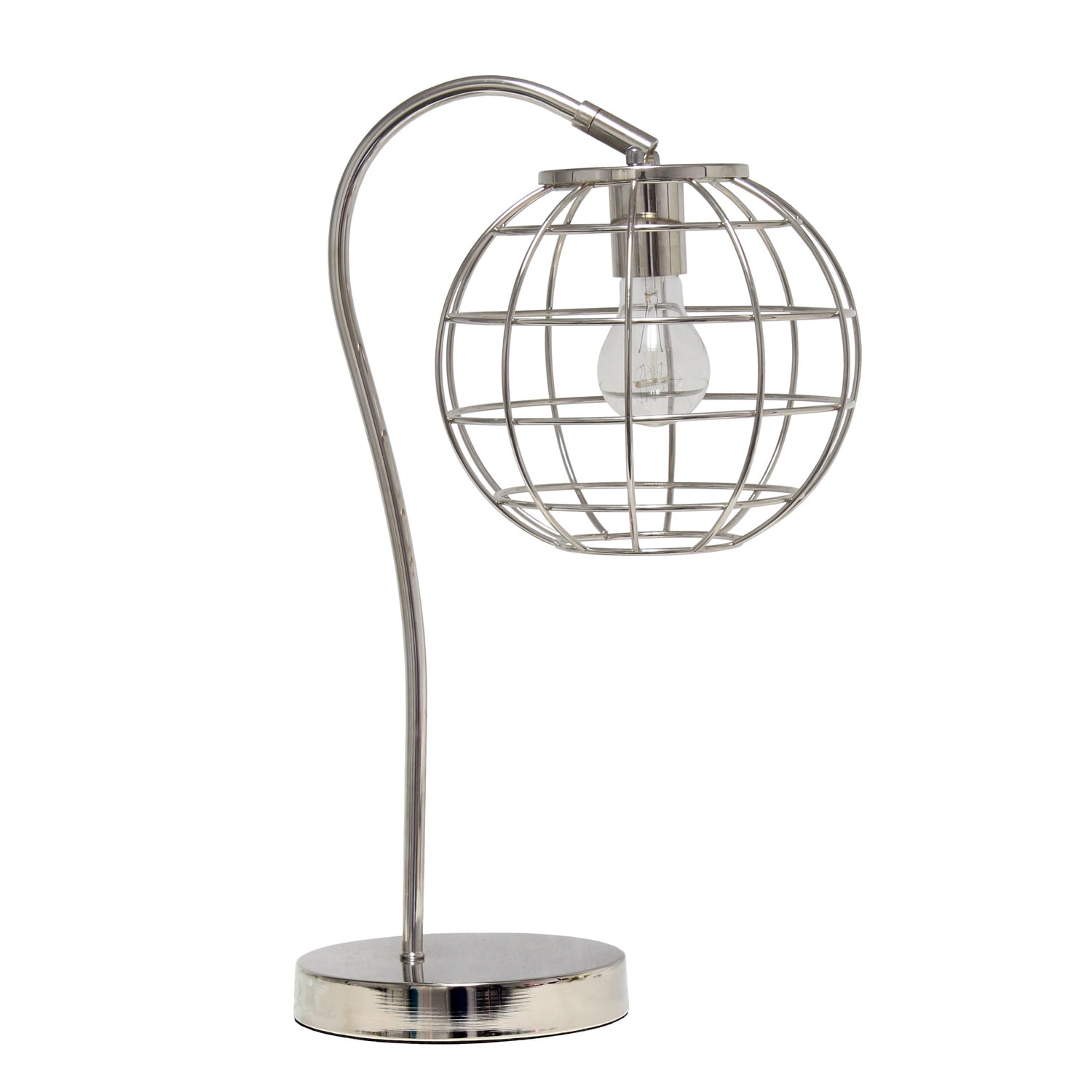 Chrome Adjustable Metal Cage Table Lamp for Kids