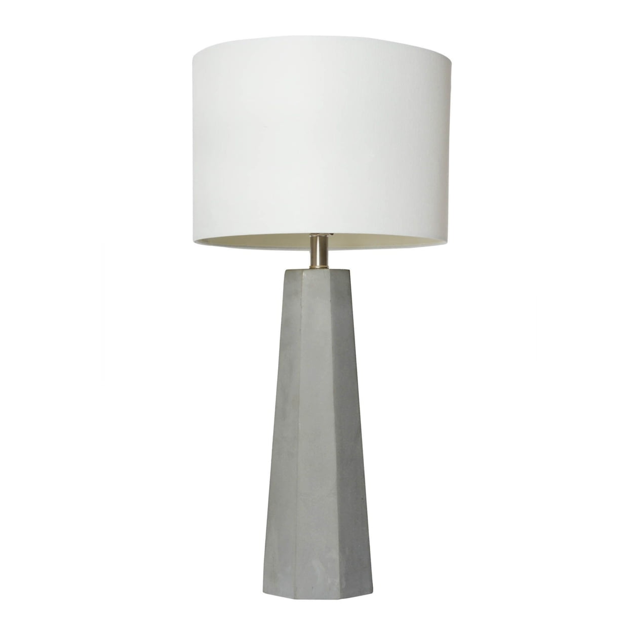 30.5" White Concrete Table Lamp with Drum Shade