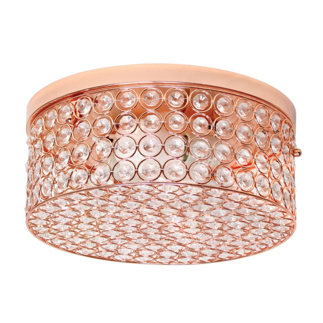 Elipse 12" Rose Gold Crystal Flush Mount Ceiling Light