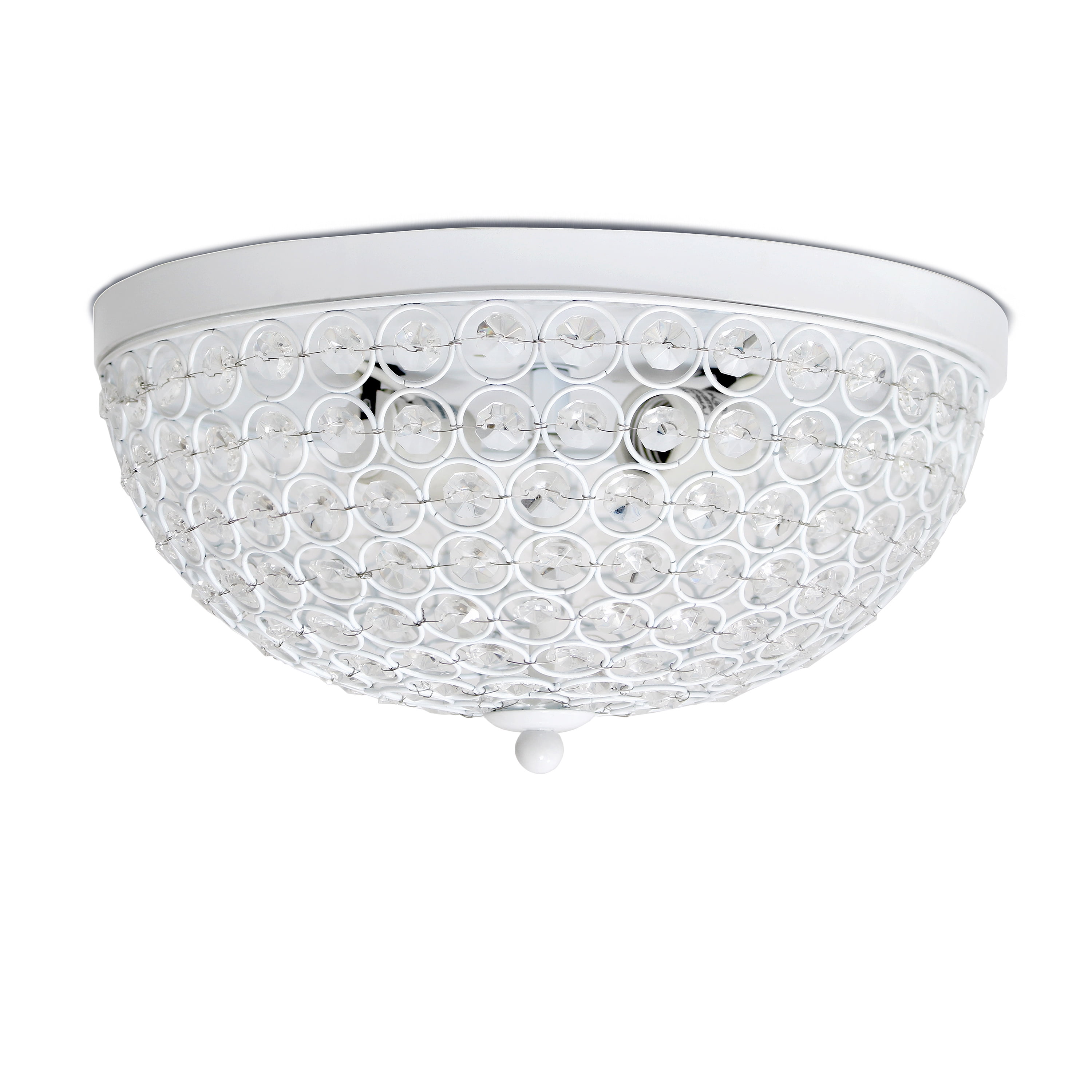 White Crystal Encrusted Dome Shade Ceiling Light
