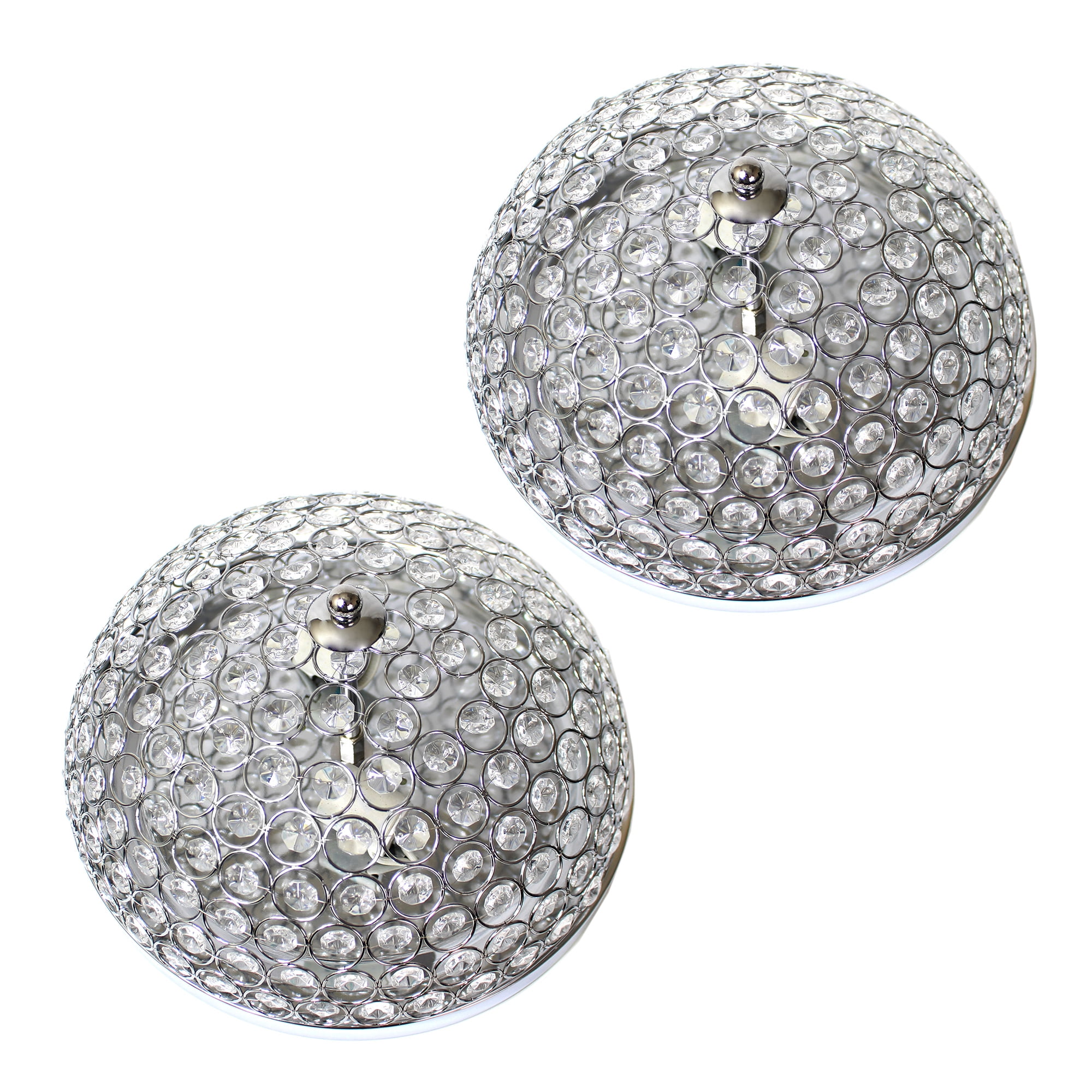 Elipse Crystal Chrome Dual Flush Mount Ceiling Light Set