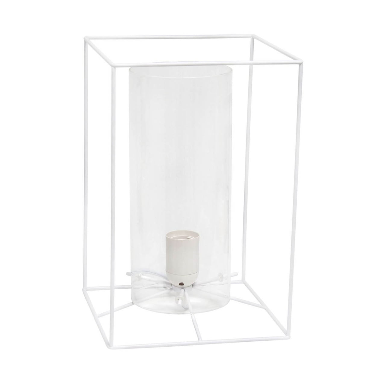 Elegant Designs Large Exposed Glass And Metal Table Lamp, White, Clear