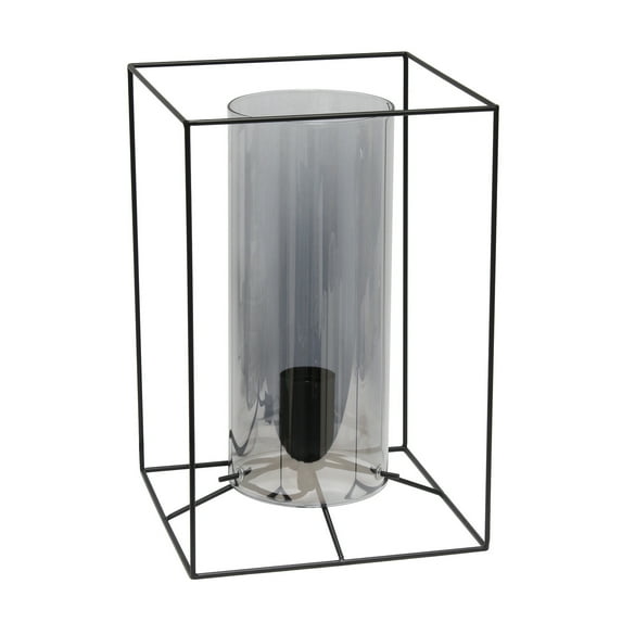 Elegant Designs Large Exposed Glass And Metal Table Lamp, Black, Smoke
