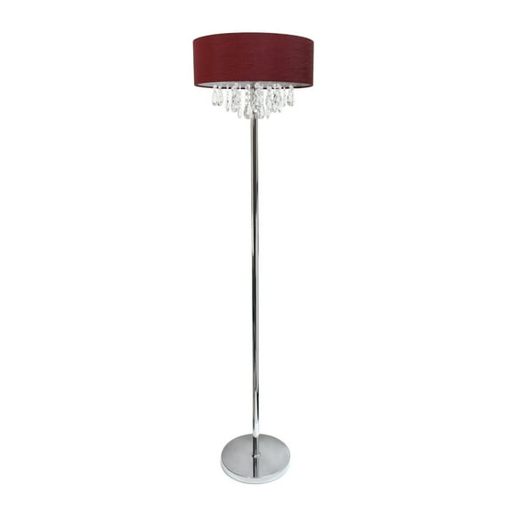 Elegant Designs Romazzino Floor Lamp, 61 1/2"H, Red Shade/Chrome Base