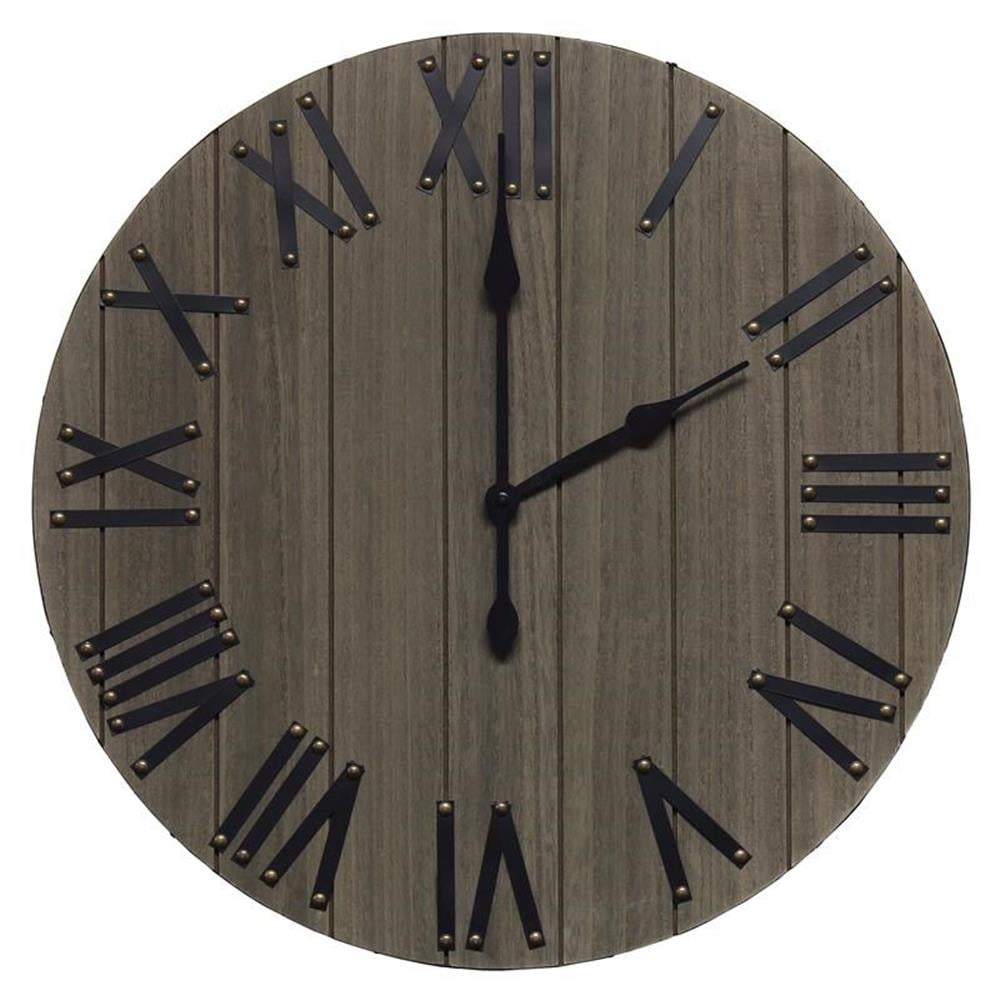 21" Rustic Gray Wood Wall Clock with Roman Numerals