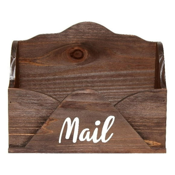 Elegant Designs Homewood Envelope Letter Holder with "Mail" in White - Brown