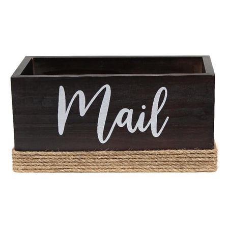 Elegant Designs Homewood Wood Mail Holder "Mail" White Script - Dark Wood