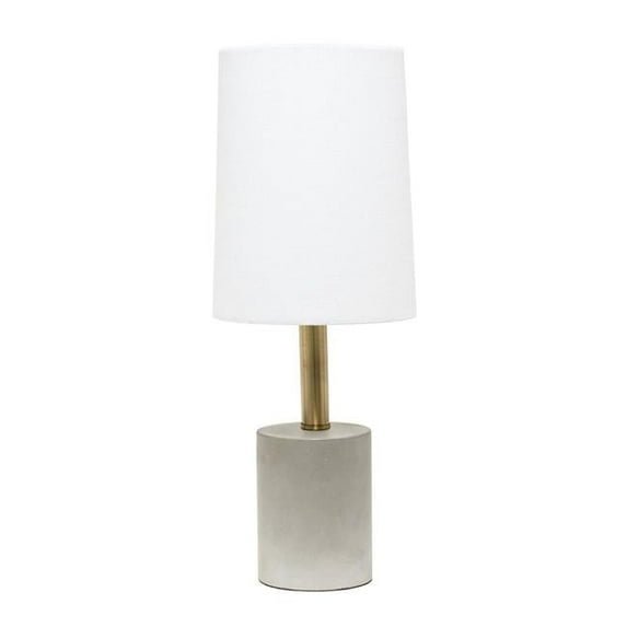 Elegant Designs LT1025-GRY Cement Table Lamp with Antique Brass Detail - White