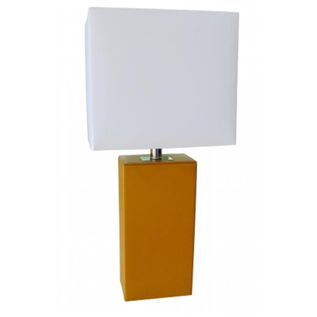 Elegant Designs LT1025-MOD Modern Leather Table Lamp - White - L: 10in. x W: 6in. x H: 21in.