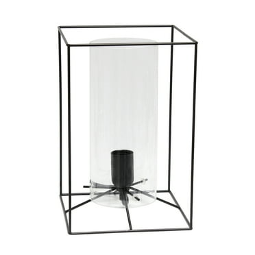 Elegant Designs Large Exposed Glass And Metal Table Lamp, Black, Clear