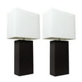 thumbnail image 1 of Elegant Designs 2 Pack Modern Leather Table Lamps with White Fabric Shades, Black, 1 of 8