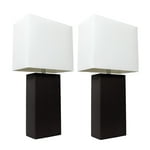 Elegant Designs LC2000-HPK-2PK 2 Pack Modern Leather Table Lamps with White Fabric Shades, Hot Pink