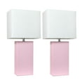 thumbnail image 1 of Elegant Designs Leather Table Lamp 2 Pack in Blush Pink with White Shade, 1 of 6