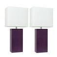 thumbnail image 1 of Elegant Designs Leather Table Lamp 2 Pack in Eggplant with White Shade, 1 of 6