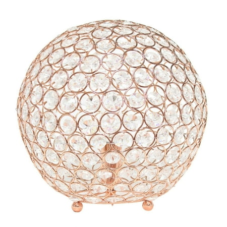 Elegant Designs Elipse 10 Inch Crystal Ball Sequin Table Lamp, Rose Gold
